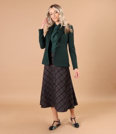 Flared checked midi dress