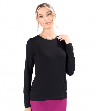 Blouse with long sleeves made of elastic jersey