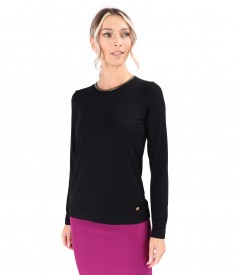 Blouse with long sleeves made of elastic jersey