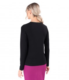 Blouse with long sleeves made of elastic jersey