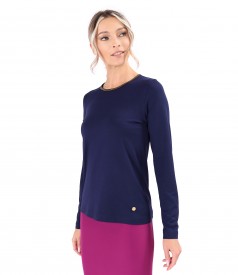 Blouse with long sleeves made of elastic jersey