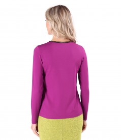 Blouse with long sleeves made of elastic jersey