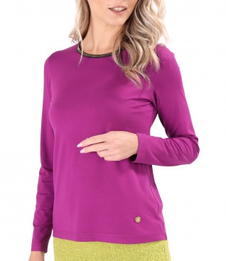 Blouse with long sleeves made of elastic jersey