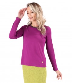 Blouse with long sleeves made of elastic jersey