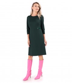 Flared office dress made of textured fabric with viscose