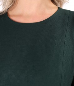 Flared office dress made of textured fabric with viscose