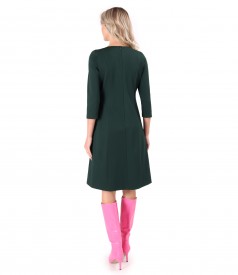 Flared office dress made of textured fabric with viscose