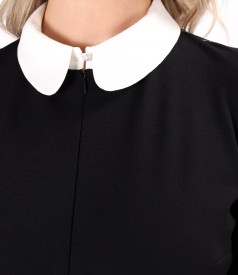 Office dress made of thick elastic jersey with white collar
