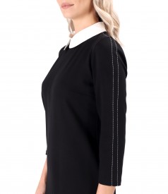 Office dress made of thick elastic jersey with white collar