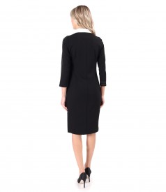 Office dress made of thick elastic jersey with white collar