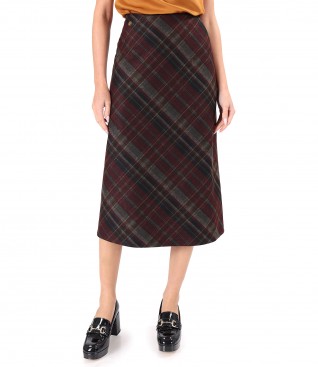 Flared plaid midi skirt-