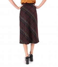 Flared plaid midi skirt-