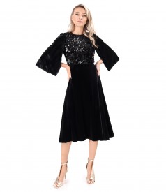 Velvet midi dress with sequin bust