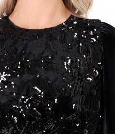 Velvet midi dress with sequin bust