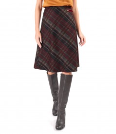 Flared skirt made of checkered viscose fabric