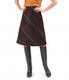 Flared skirt made of checkered viscose fabric