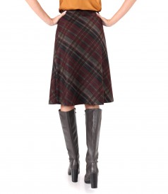 Flared skirt made of checkered viscose fabric