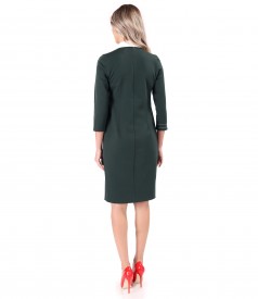 Office dress made of thick elastic jersey with white collar