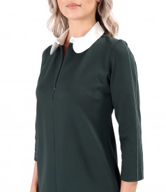 Office dress made of thick elastic jersey with white collar