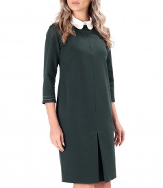 Office dress made of thick elastic jersey with white collar