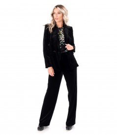 Womens suit with wide pants and elastic velvet jacket