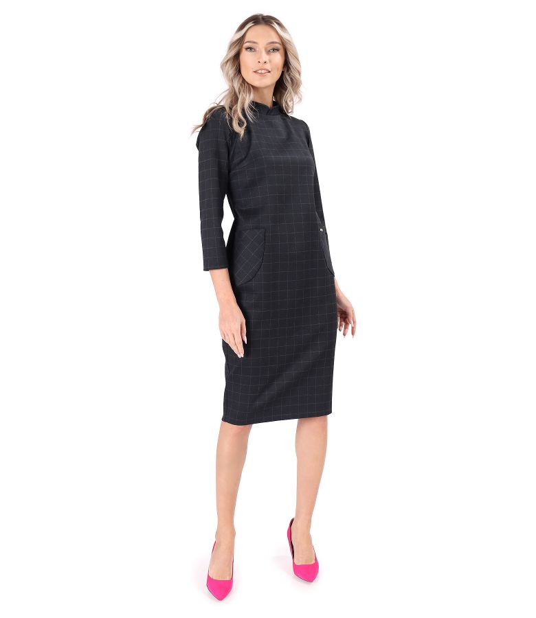 Elegant dress made of thick checkered fabric