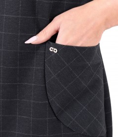 Elegant dress made of thick checkered fabric