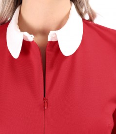 Office dress made of thick elastic jersey with white collar