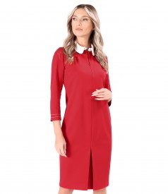 Office dress made of thick elastic jersey with white collar