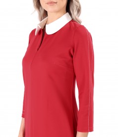 Office dress made of thick elastic jersey with white collar