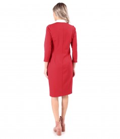 Office dress made of thick elastic jersey with white collar