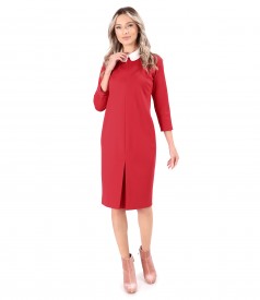 Office dress made of thick elastic jersey with white collar