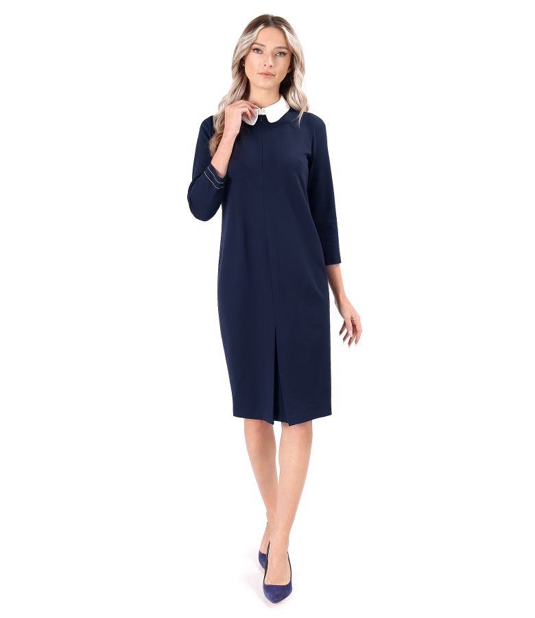 Office dress made of thick elastic jersey with white collar