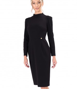 Office dress made of elastic fabric with long sleeves