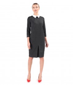 Office dress made of thick elastic jersey with white collar