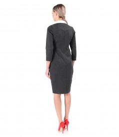 Office dress made of thick elastic jersey with white collar