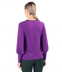 Elastic jersey blouse with long  sleeves and cuffs