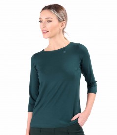 Elastic jersey blouse with 3/4 sleeves