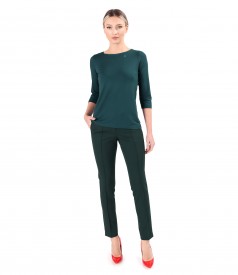 Elastic jersey blouse with 3/4 sleeves