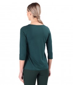 Elastic jersey blouse with 3/4 sleeves