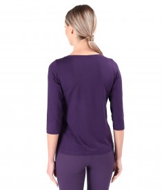 Elastic jersey blouse with 3/4 sleeves