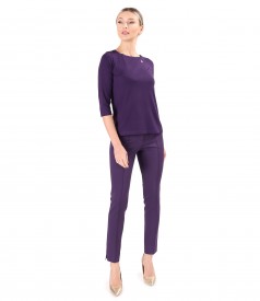 Elastic jersey blouse with 3/4 sleeves