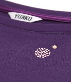 Elastic jersey blouse with 3/4 sleeves
