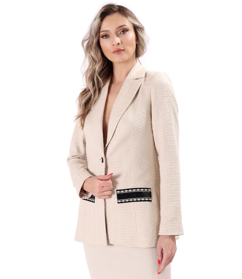 Long office jacket made of loops with viscose and cotton