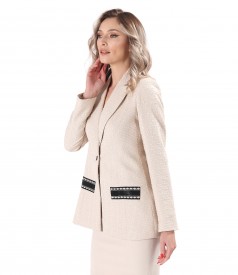 Long office jacket made of loops with viscose and cotton