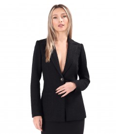 Long office jacket made of loops with viscose and cotton