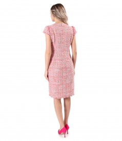 Office dress made of multicolored curls with metallic thread