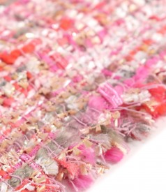 Office dress made of multicolored curls with metallic thread
