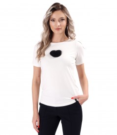 Elastic jersey blouse with decorative tulle heart