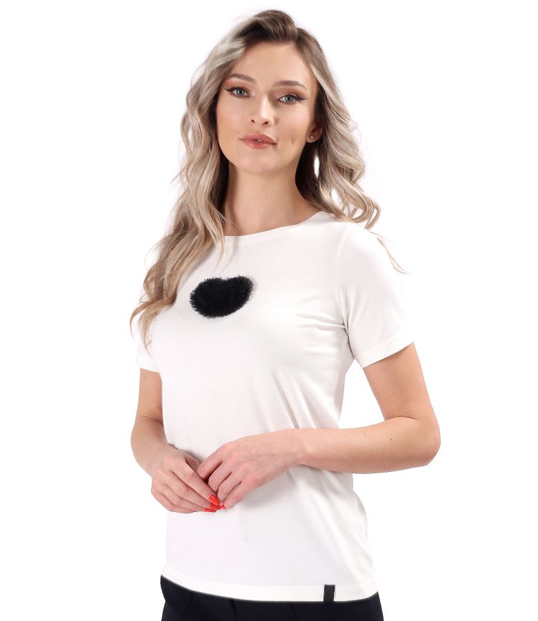 Elastic jersey blouse with decorative tulle heart